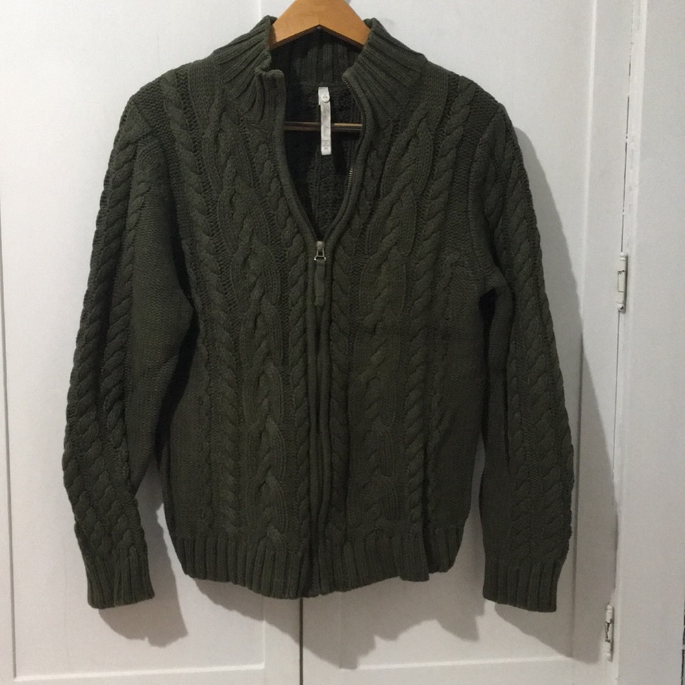 Leo & Nicole Cotton Cable Knit Cardigan Zip Front